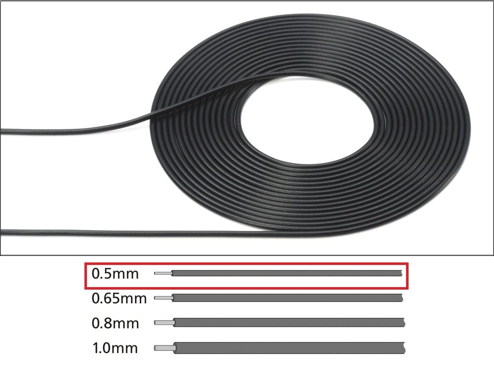 Kablo 0.5mm Siyah 2m. 1/6 1/12 1/24