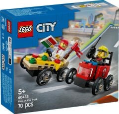 LEGO® City Pizza Arabası İtfaiye Kamyonuna Karşı Yarış Arabası Paketi 60458